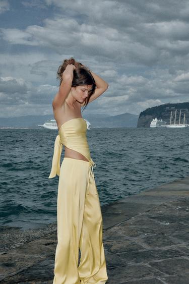 SATIN TROUSERS WITH DRAWSTRINGS - Yellow by Zara - Image 5