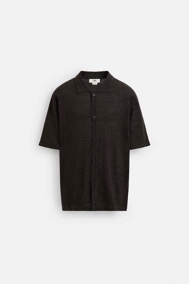 100% LINEN KNITTED SHIRT - LIMITED EDITION - Brown by Zara - Image 5