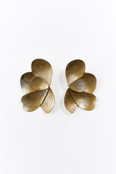 FAN FLOWER EARRINGS - Golden by Zara