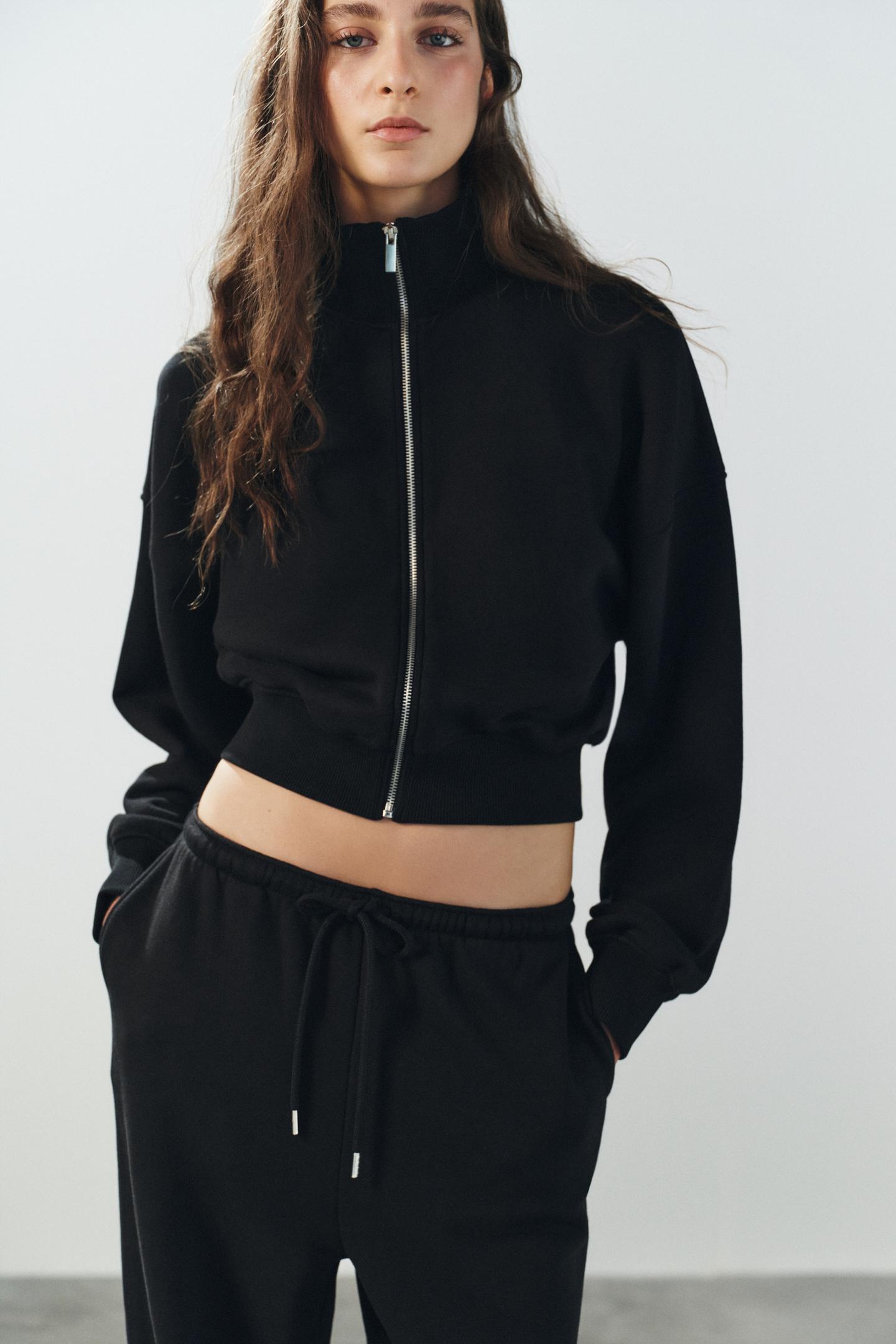 Женская толстовка Zara ZIP, цвет: Чёрный — фото 3