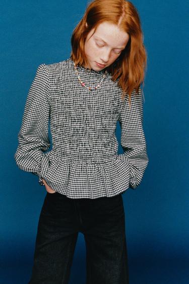 GINGHAM CHECK SHIRT - Black by Zara