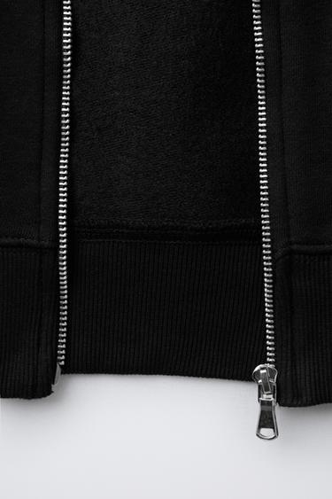 BASIC ZIP-UP HOODIE - Black by Zara - Image 3
