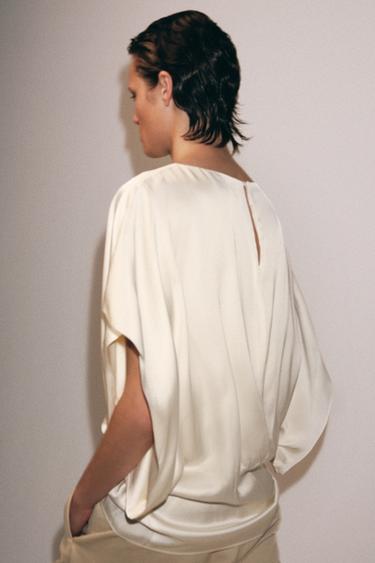 ZW COLLECTION SHORT SLEEVE FLOWING TOP - Ecru by Zara