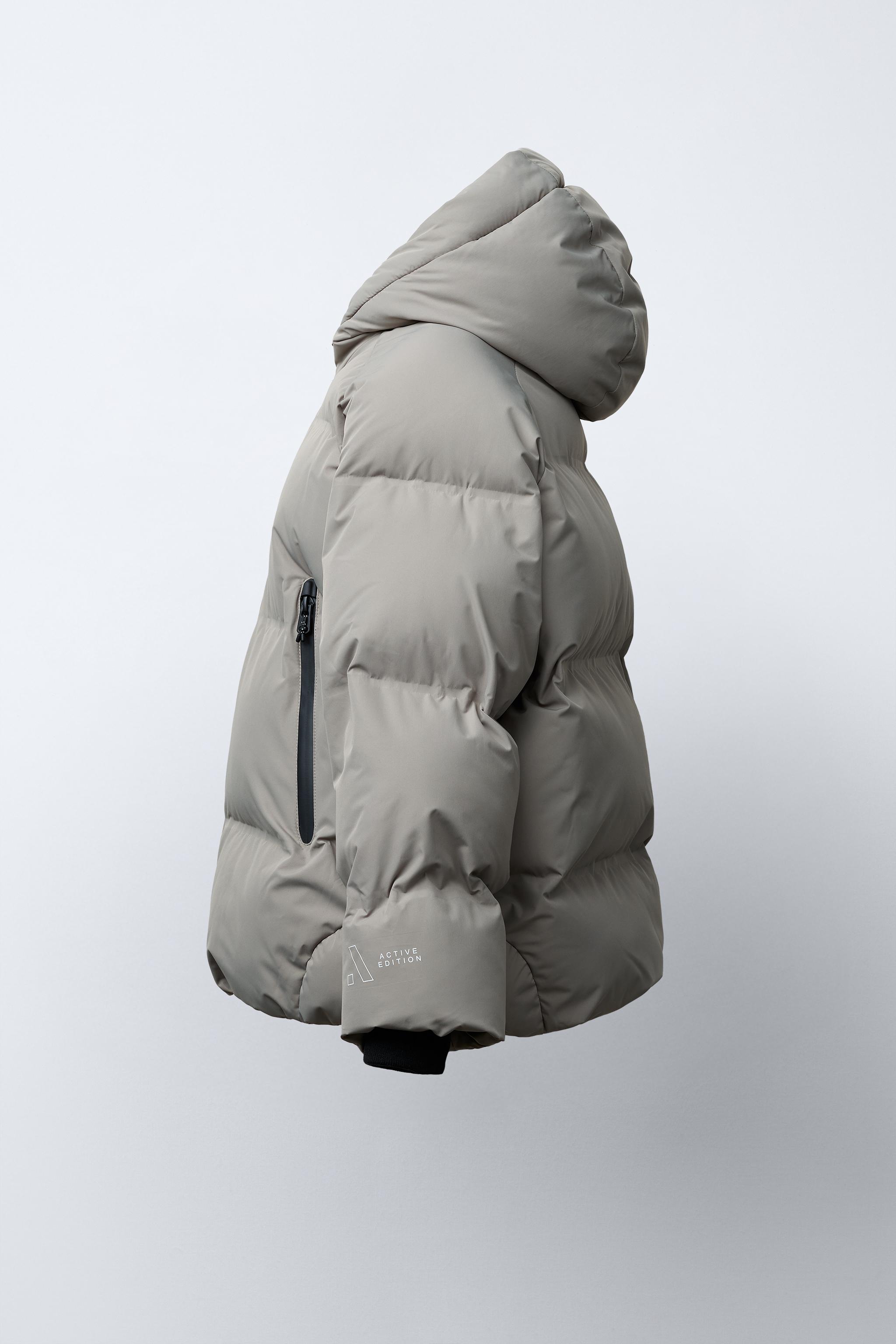 WATER REPELLENT PUFFER COAT WITH ZIPPERS - Light mink | ZARA