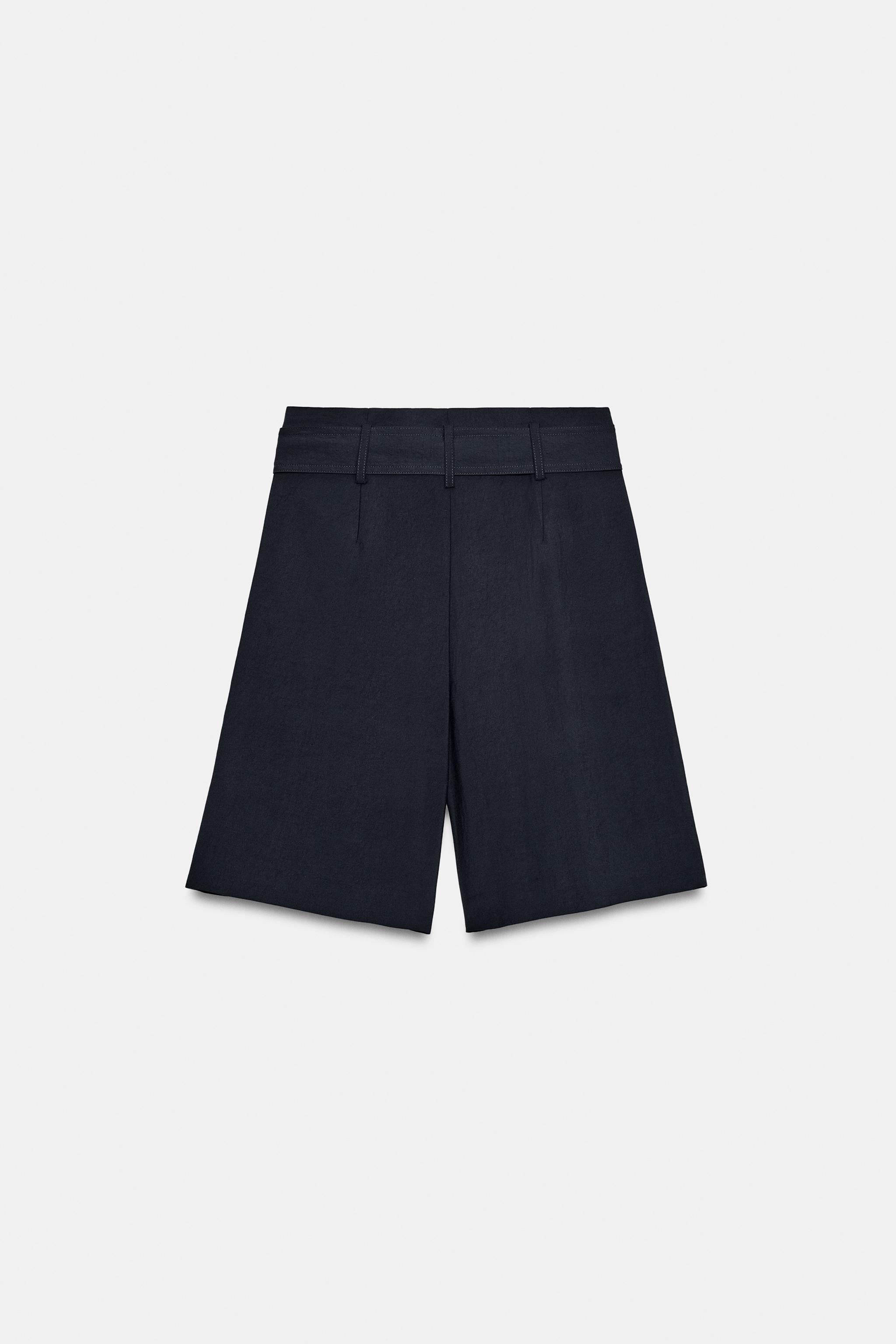 Zara Kuşak Kemerli Bermuda görsel 7
