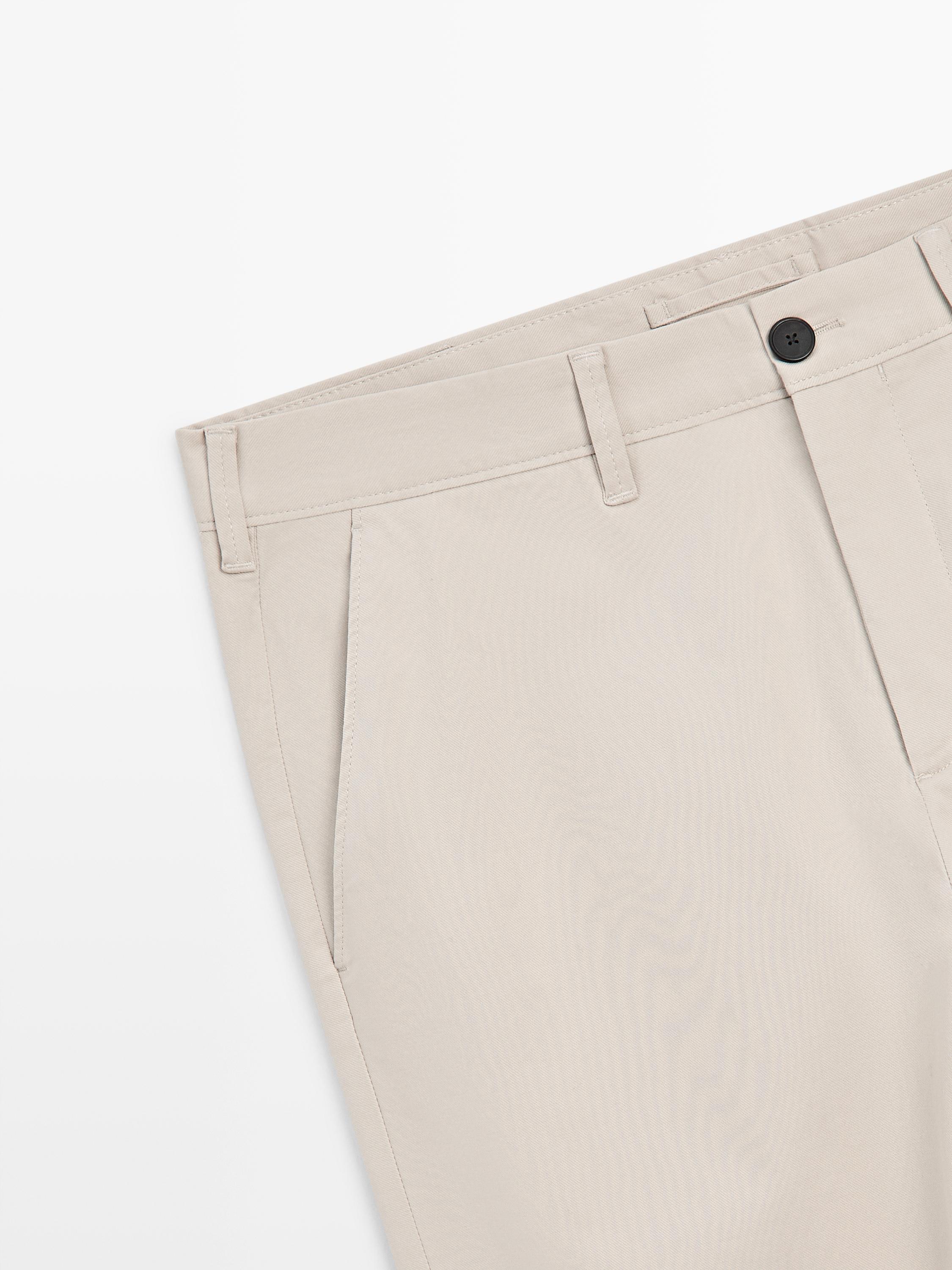 Cotton blend slim fit pants