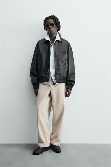 CALÇA CHINO ALGODÃO - LINHO - Bege-claro da Zara - Imagem 0