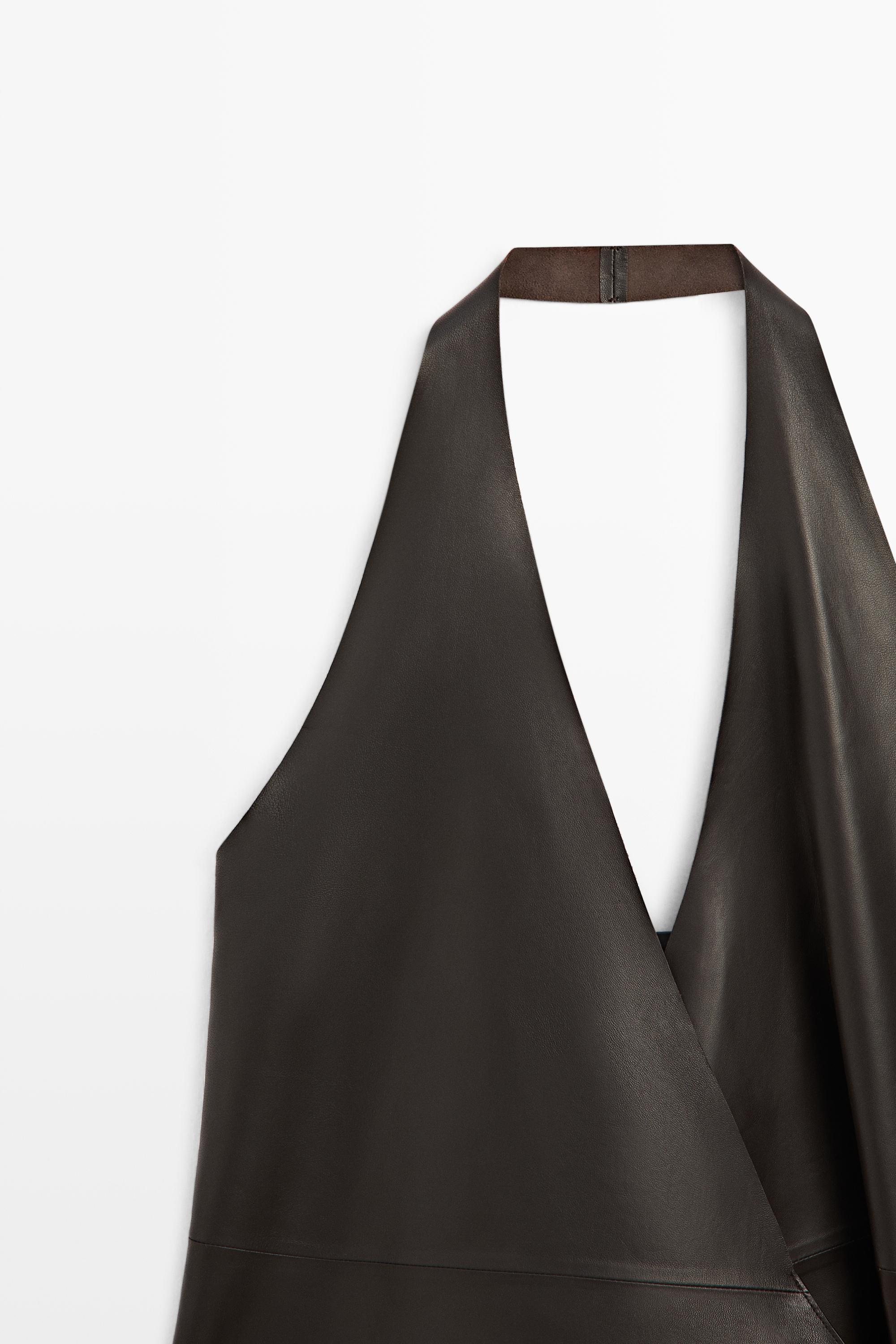 Nappa leather wrap top