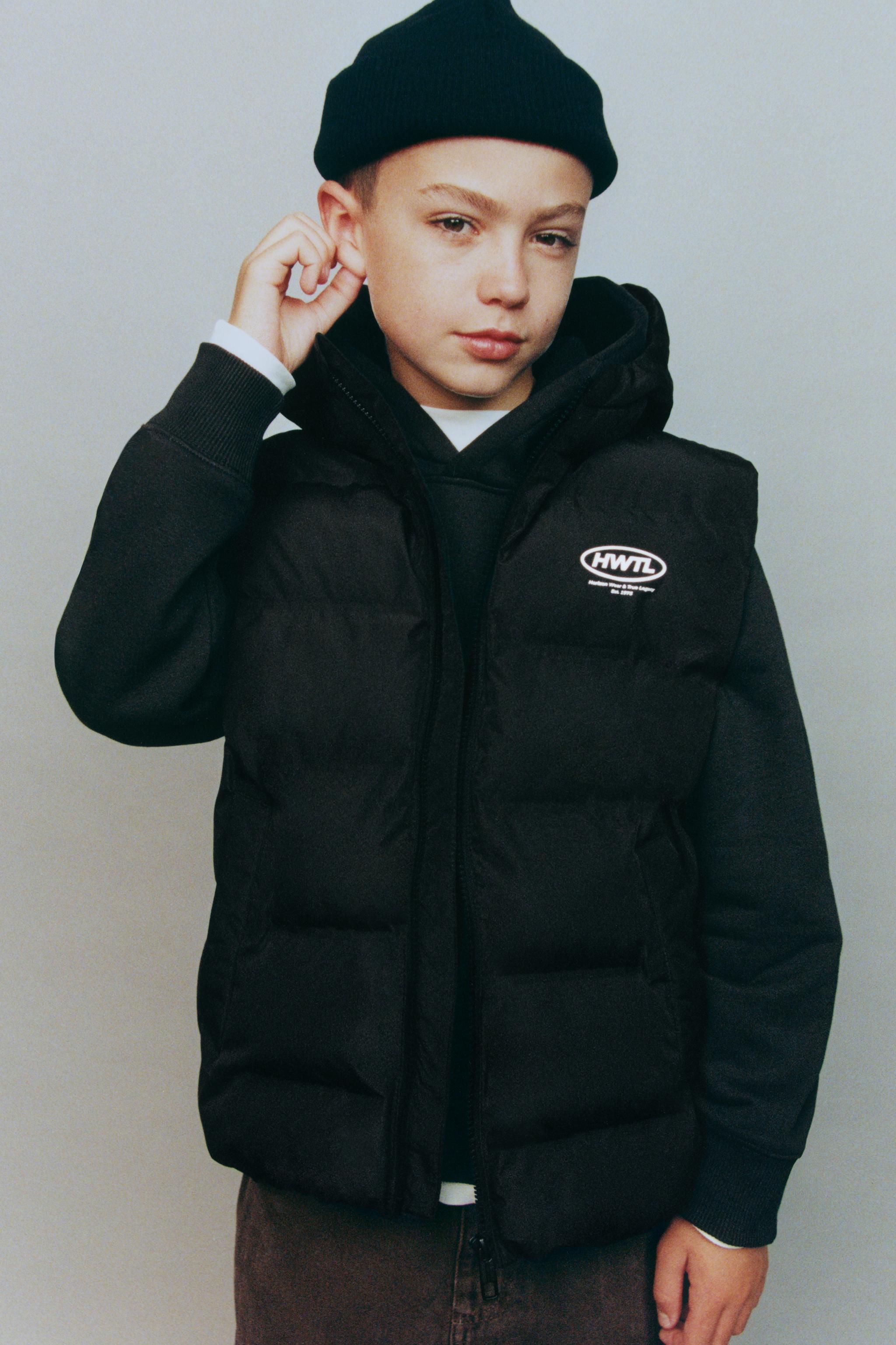 撥水加工フード付きベスト - ブラック | ZARA Japan / 日本