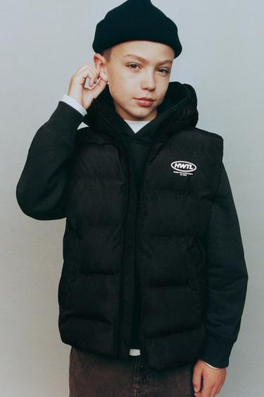 WATER REPELLENT HOODIE WAISTCOAT - Black by Zara