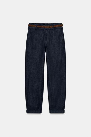 PANTALON CHINO AVEC CEINTURE TRESSÉE - Indigo de Zara - Image 2