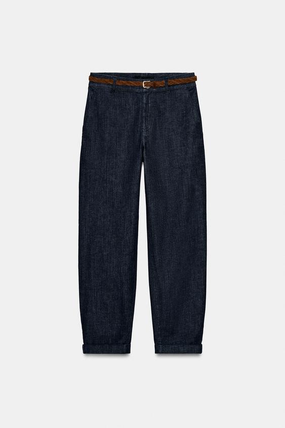 PANTALON CHINO AVEC CEINTURE TRESSÉE - Indigo de Zara - Image 2
