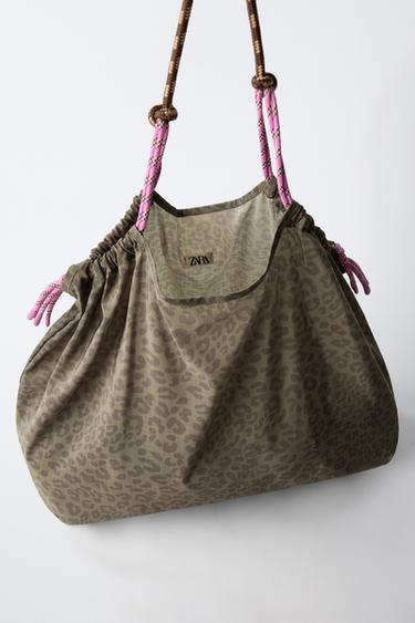 NYLON ANIMAL PRINT SHOPPER BAG - Brown by Zara - Image 4