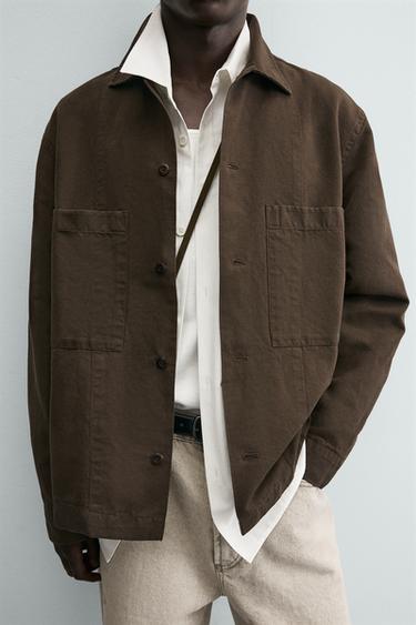 REGULAR FIT OVERSHIRT - Dark brown by Zara - Image 4