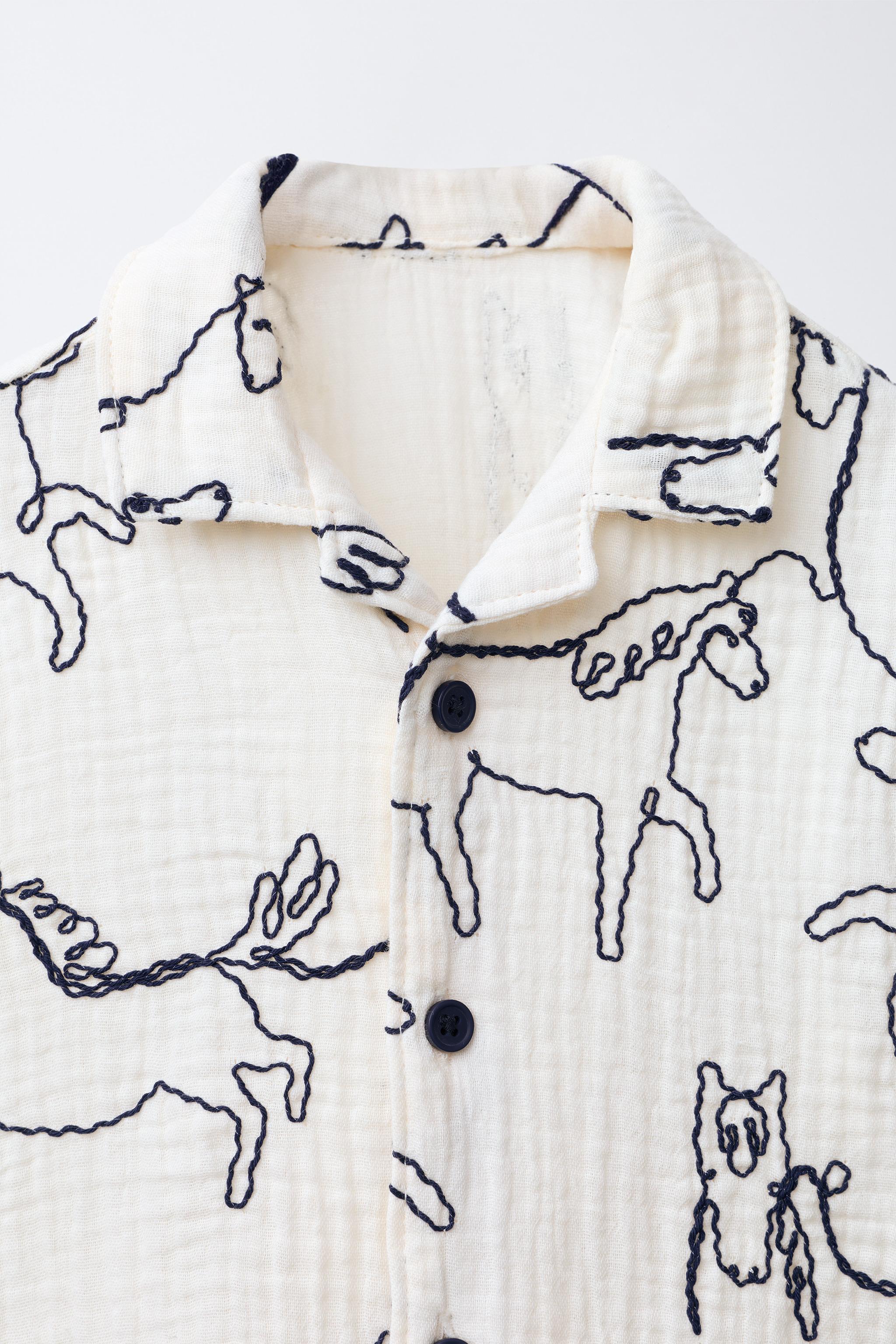 CHEMISE TEXTURÉE À IMPRIMÉ CHEVAUX EN RELIEF