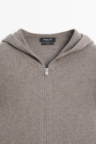 100% cashmere knit cardigan with hood — Dark khaki 2