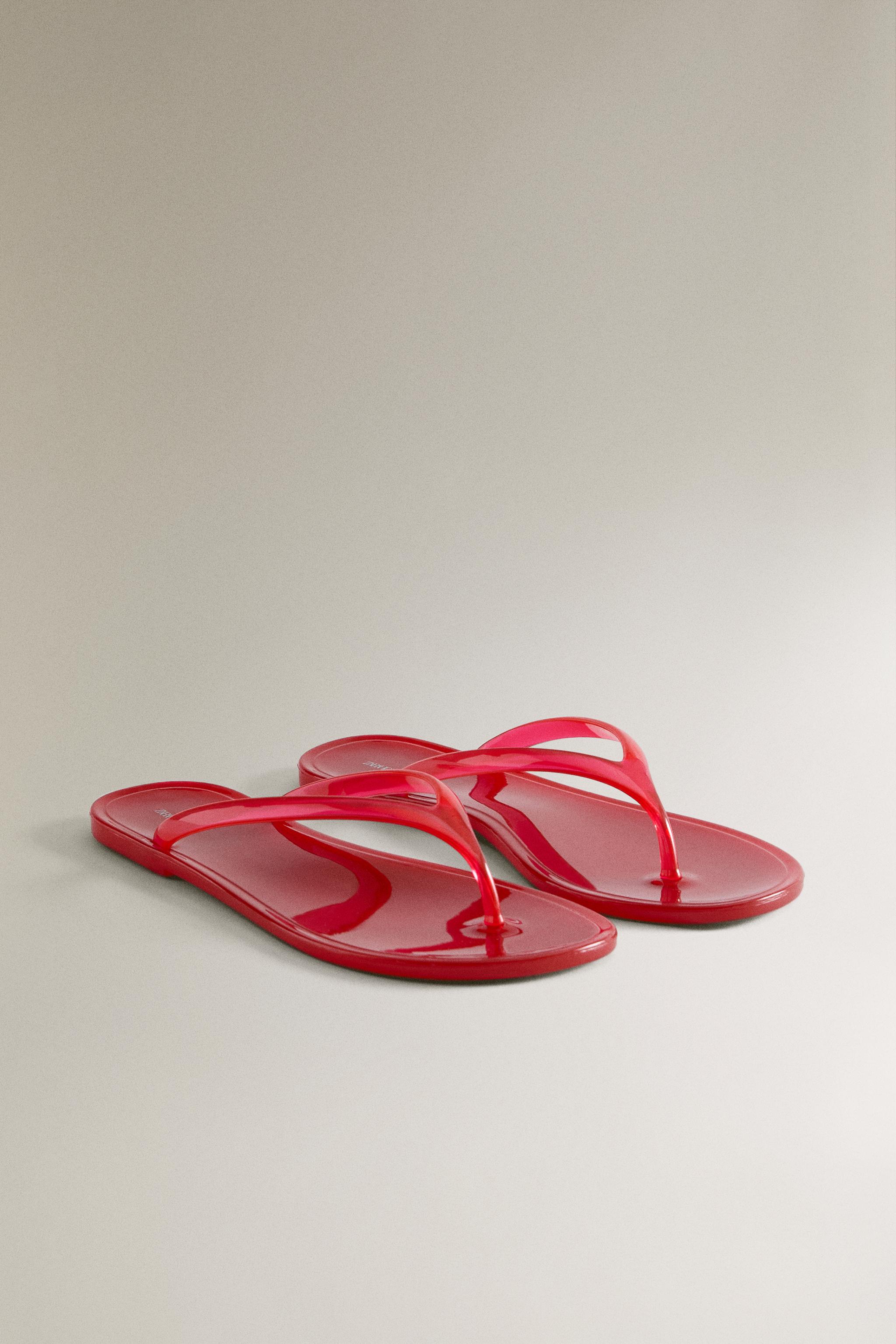 FLAT JELLY SANDALS — Red