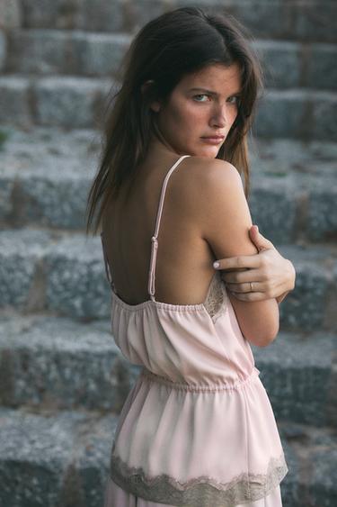 TOP SATINÉ EN DENTELLE - Rose craie de Zara - Image 3