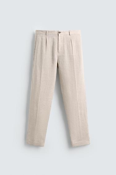 PANTALÓN TRAJE 100% LINO - Arena de Zara