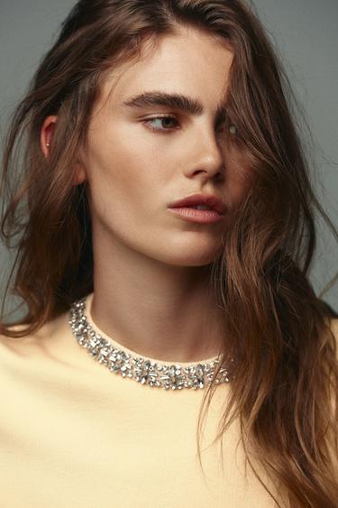 ΠΛΕΚΤΟ ΤΟΠ ΚΟΣΜΗΜΑΤΑ - Κίτρινο ανοιχτό του Zara - Εικόνα 0