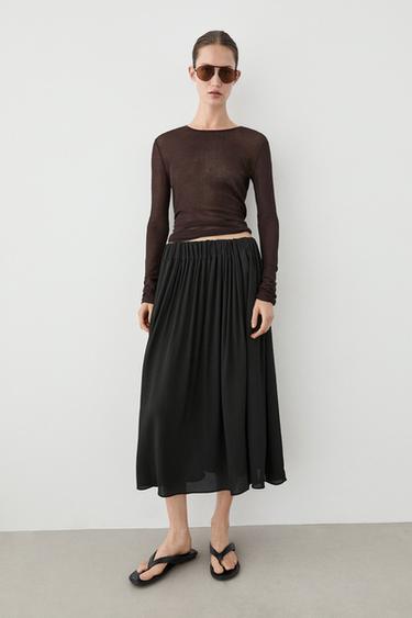 Zara Pleated midi skirt - Black - Image 0