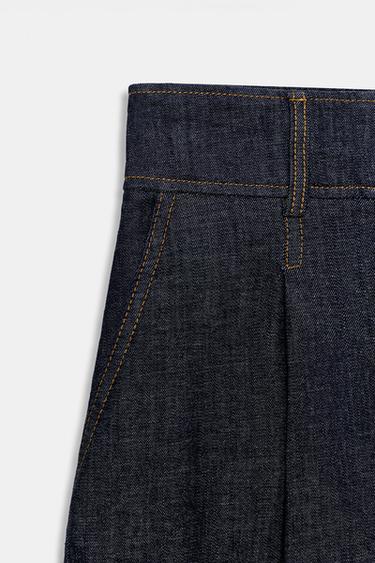BERMUDA Z1975 LARGA DENIM PINZAS - Azul de Zara