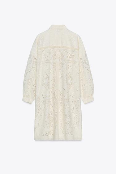 EMBROIDERED SHIRT DRESS ZW COLLECTION - Beige by Zara - Image 2