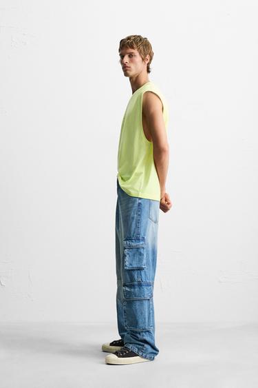 TANK TOP WITH RAISED PRINT - Neon yellow by Zara - Image 3