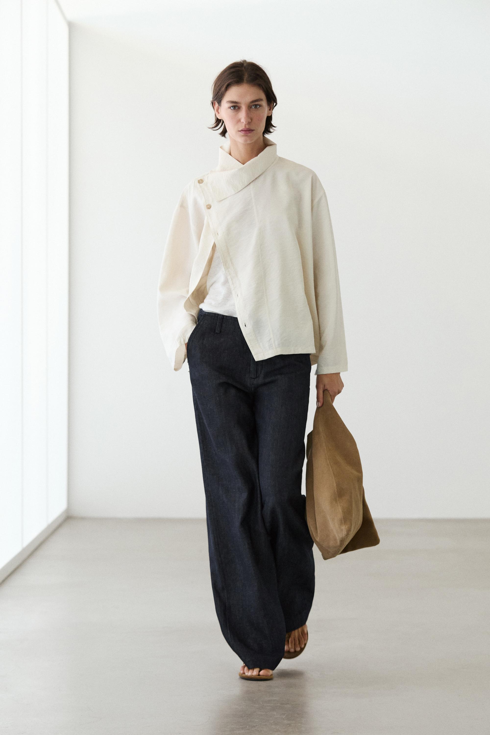 Pantalon wide leg avec lin