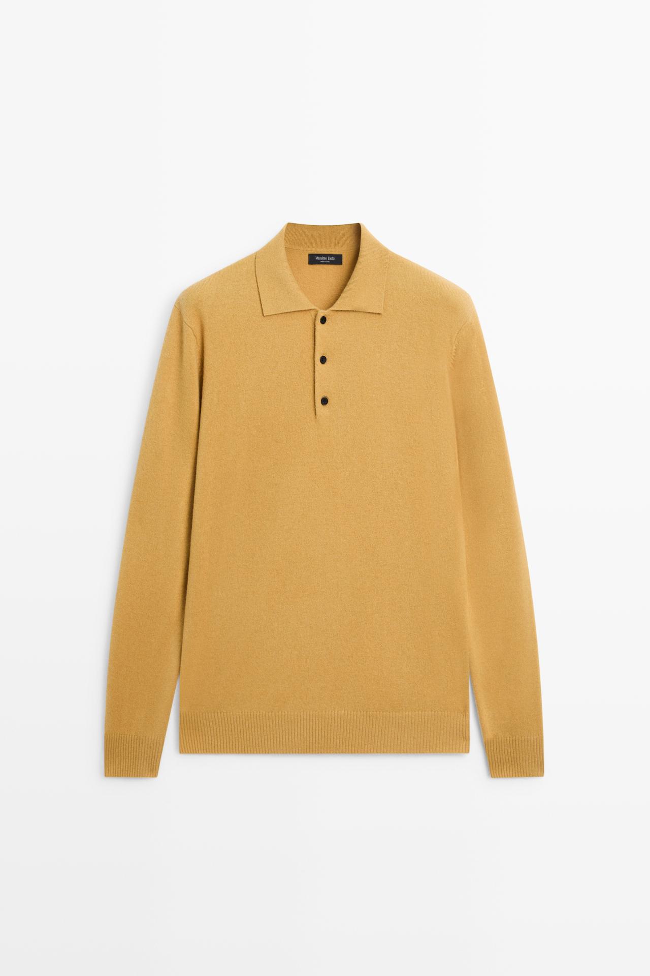 Wool blend polo sweater — Mustard