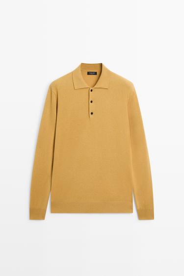 Wool blend polo sweater — Mustard 1