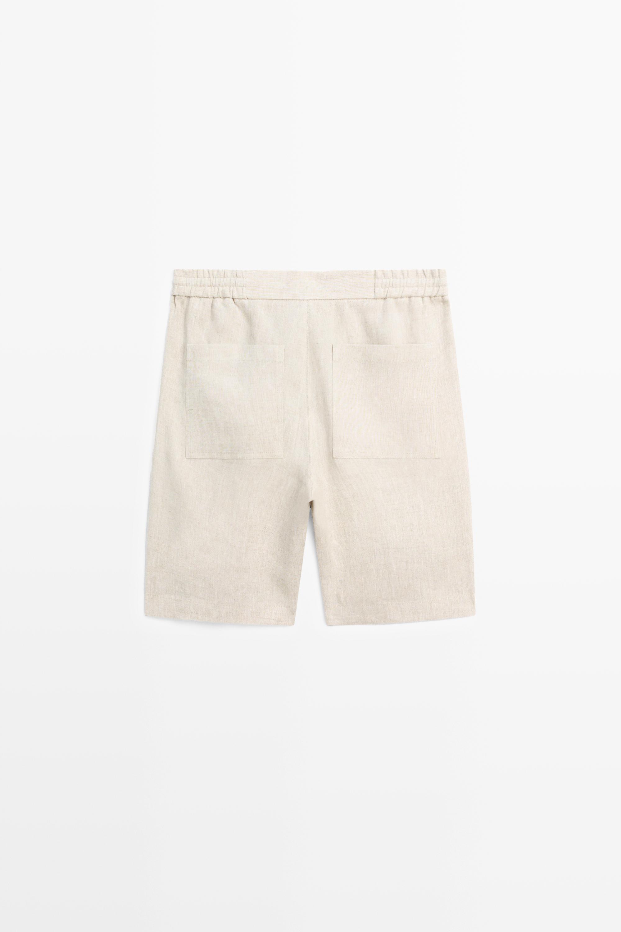 Linen Bermuda shorts with elasticated waistband