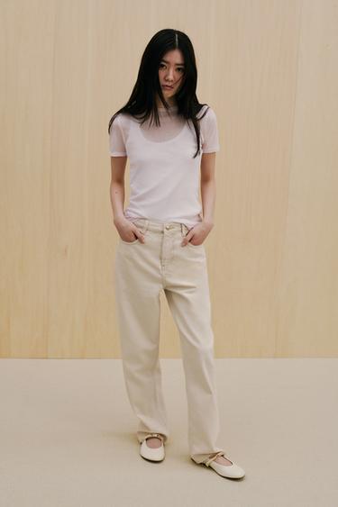 Z1975 ハイライズ ストレート デニムパンツエクリュZaraのZ1975 ハイライズ ストレート デニムパンツ - エクリュ 