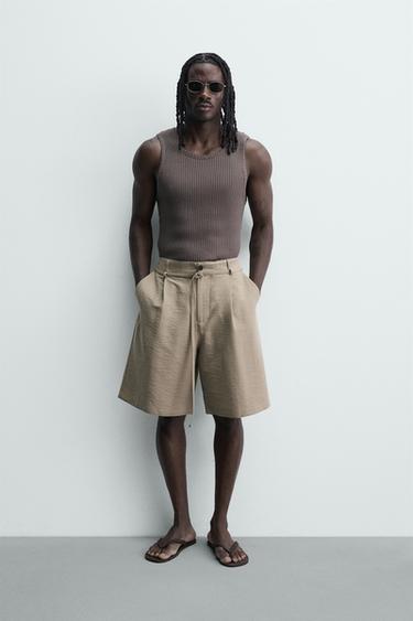 RELAXED FIT BERMUDA SHORTS WITH BELT - camel by Zara - Image 0