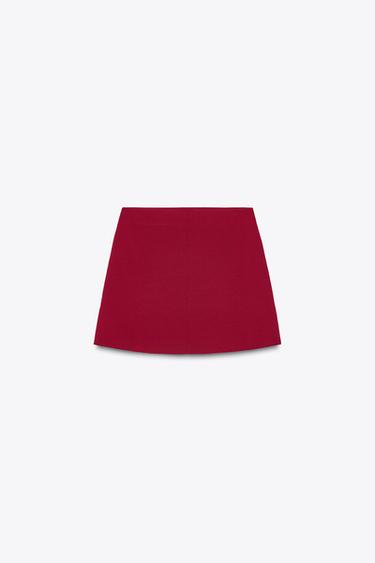 PLAIN KNIT MINI SKIRT - Dark red by Zara - Image 0