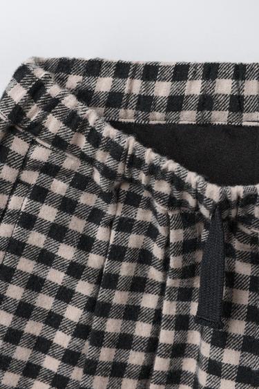 PANTALON BAGGY À CARREAUX VICHY - Noir / Écru de Zara - Image 2