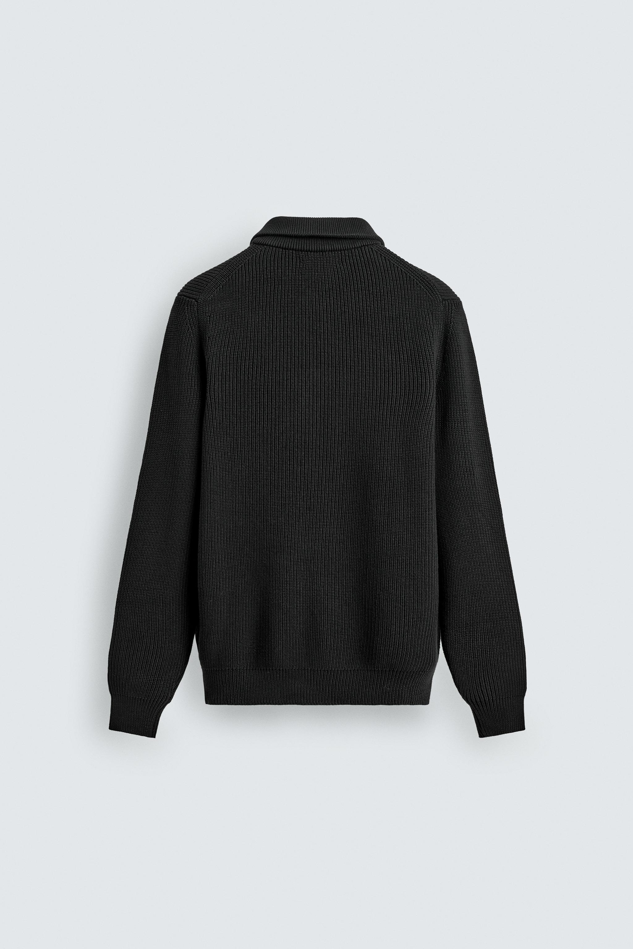 PURL KNIT QUARTER-ZIP JUMPER - Black | ZARA India
