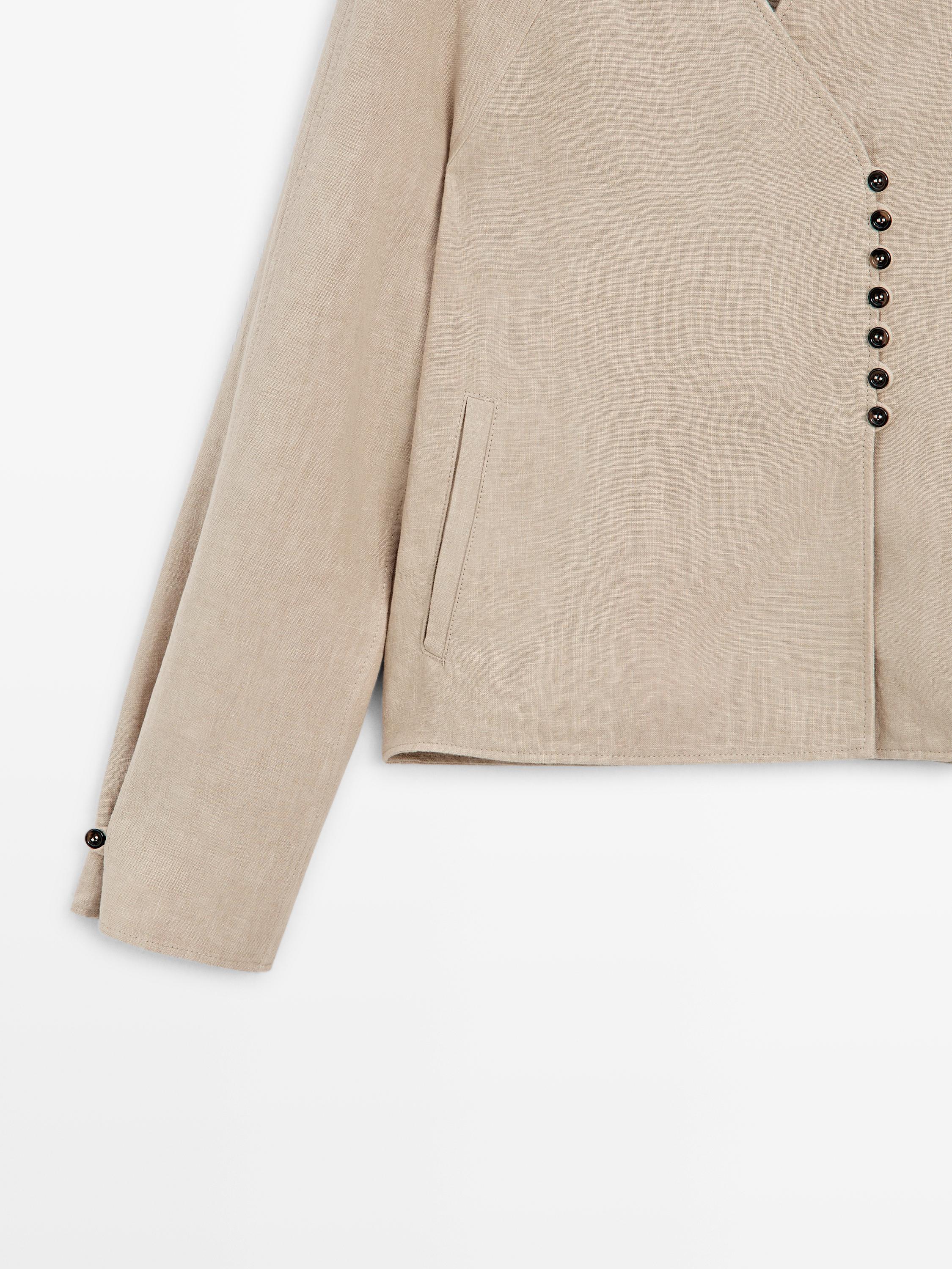 Cropped 100% linen jacket