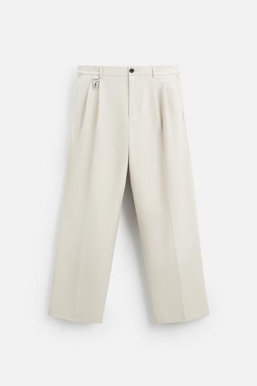CALÇA WIDE FIT COM PREGAS - Areia da Zara