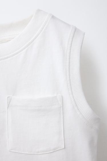 T-SHIRT POCHE SANS MANCHES - Blanc de Zara - Image 2