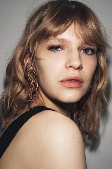 RHINESTONE SNAKESKIN PRINT EARRINGS - Golden by Zara