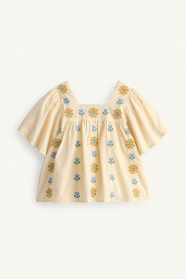 BLOUSE BRODERIES FLEURS POINT DE CROIX LIMITED EDITION - Crème de Zara - Image 5