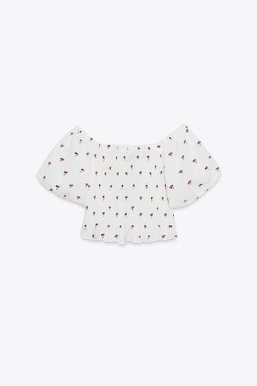 TOP À IMPRIMÉ FLORAL - Rose / Blanc de Zara - Image 4
