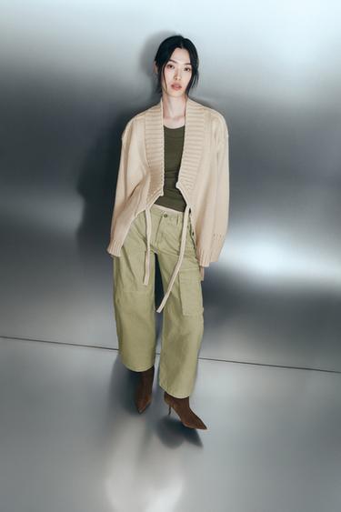 Zara 圍裹式針織外套 - 裸色