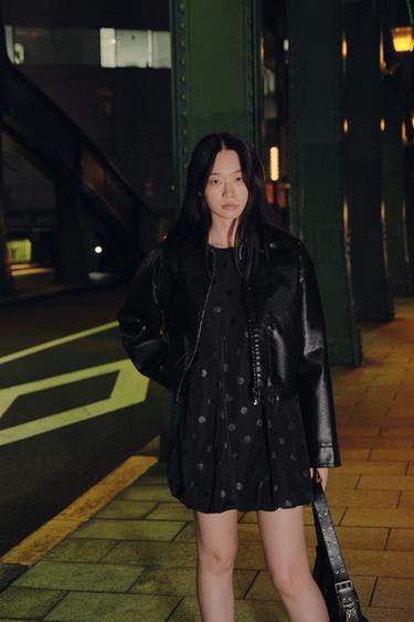 벌룬 도트 패턴 원피스 - Zara 블랙