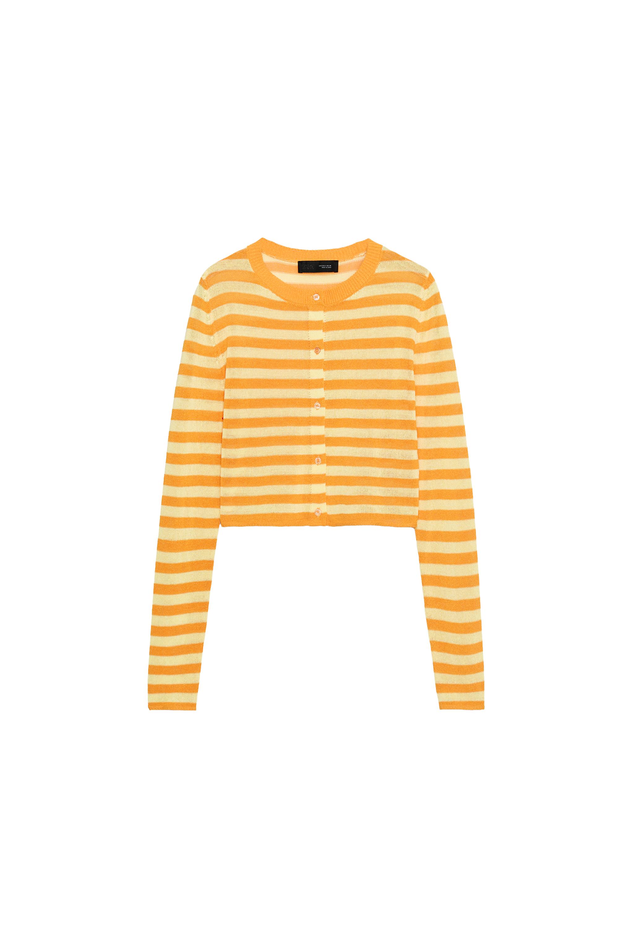 STRIPED CROPPED KNIT JACKET