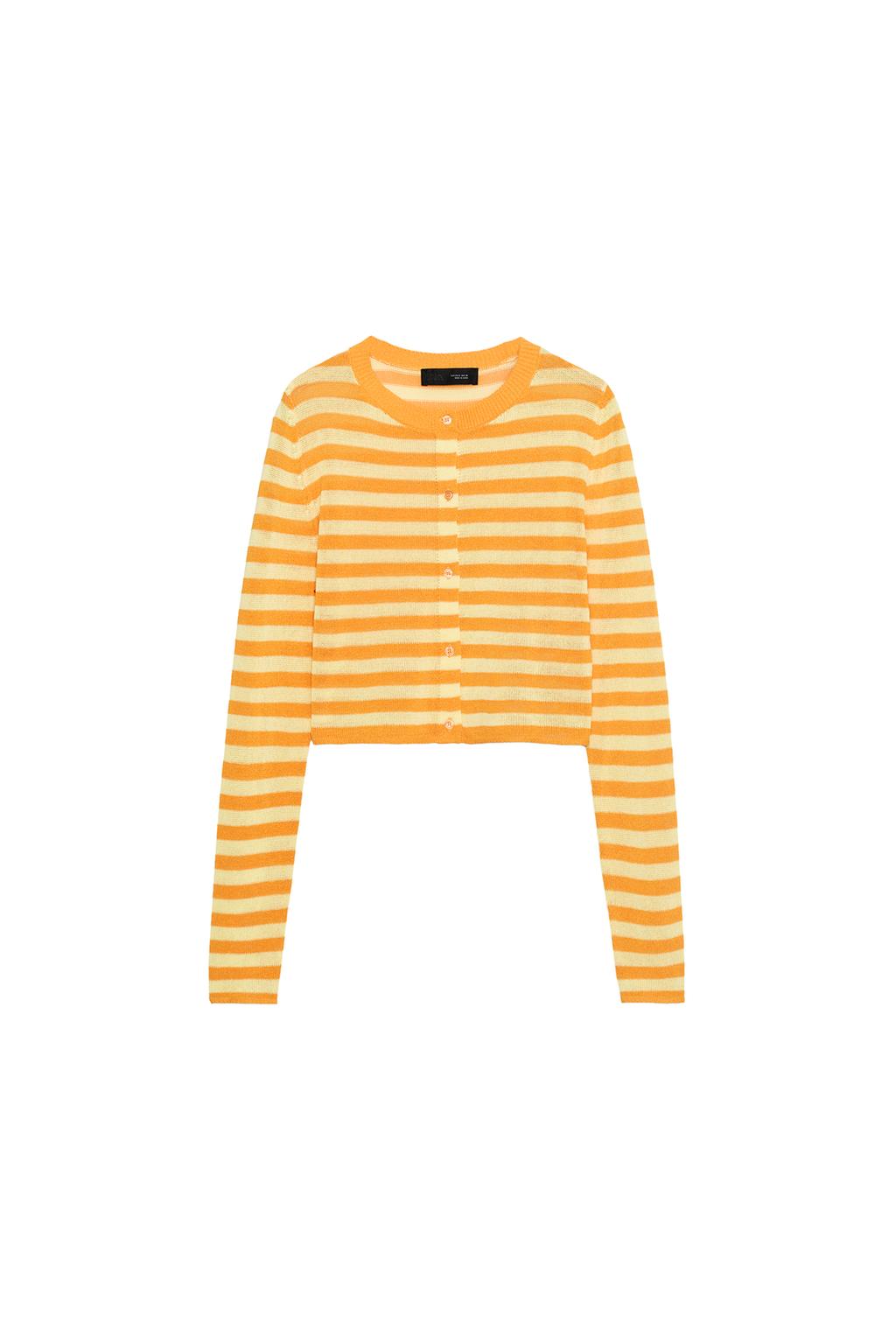 STRIPED CROPPED KNIT JACKET - image 3