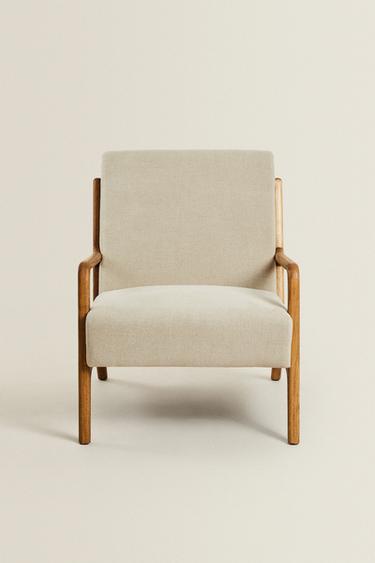 ASH WOOD AND LINEN ACCENT CHAIR - Light beige by Zara - Image 0
