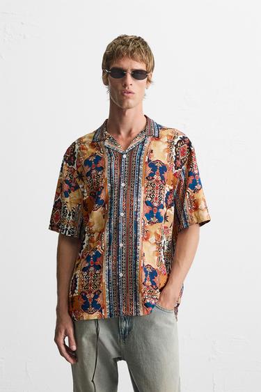 ABSTRACT PRINT SHIRT - Red / Orange by Zara