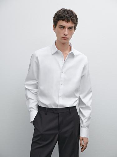 Zara Slim fit 100% cotton Oxford shirt - White